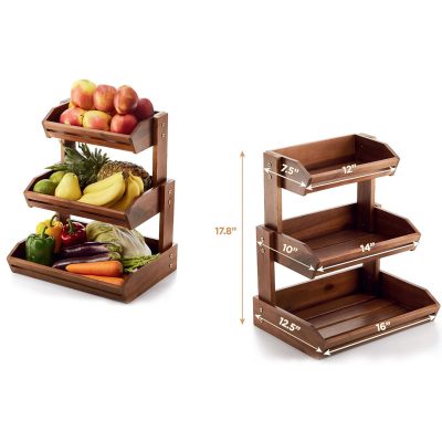 Acacia wood fruit basket – 3 Tier