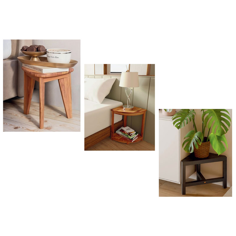 Acacia corner shower stool