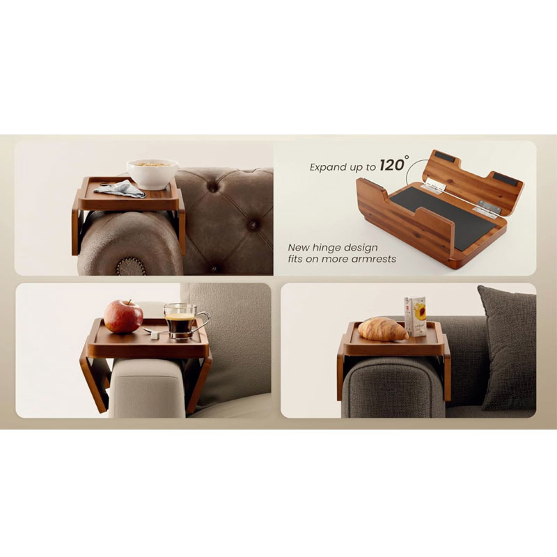 Acacia wood sofa armrest tray