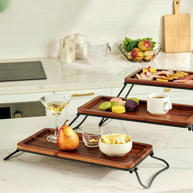 Tier serving tray acacia wood