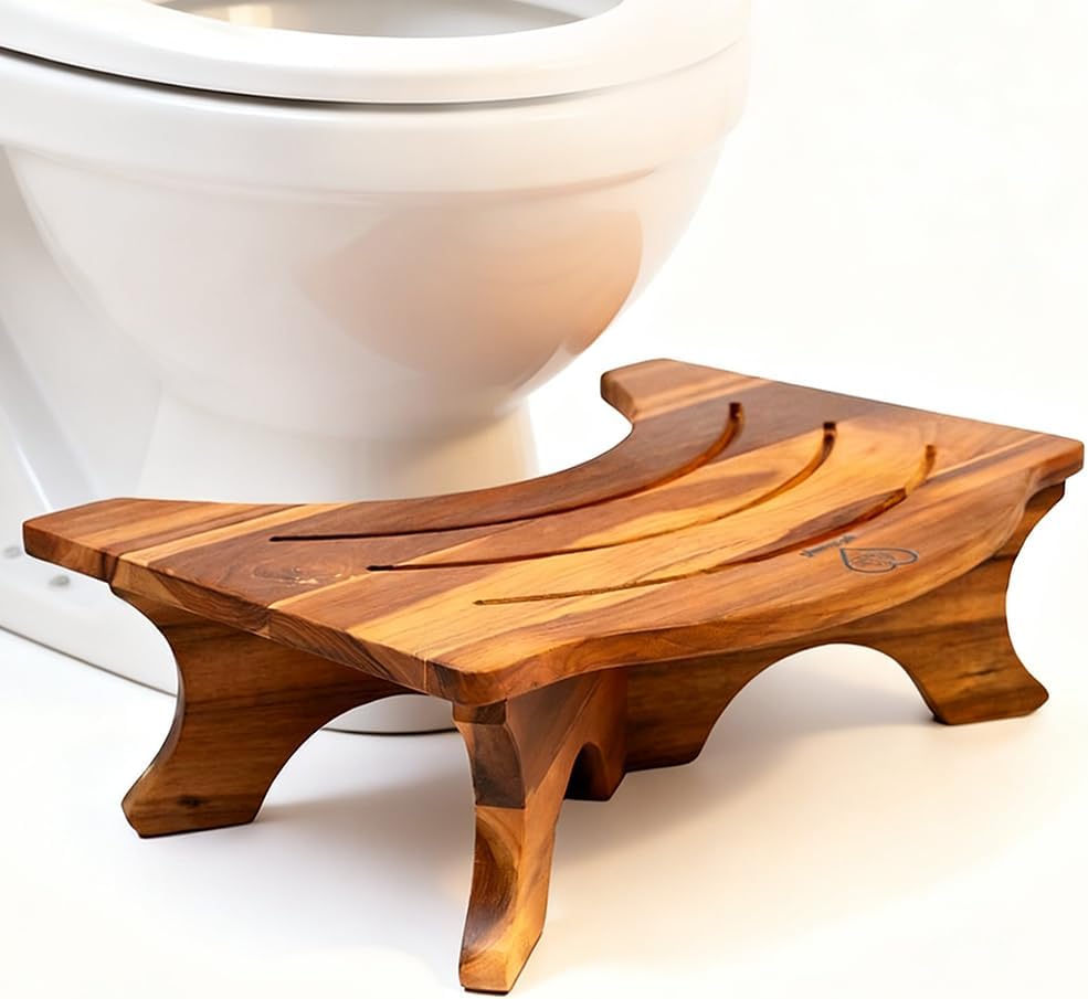 U Shaped Teak Wood Toilet Stool For Adults 1