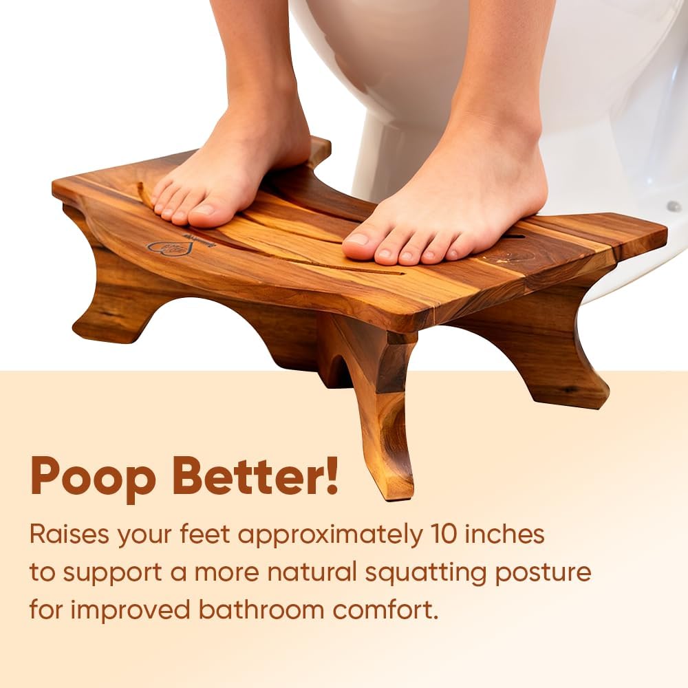 U Shaped Teak Wood Toilet Stool For Adults 3