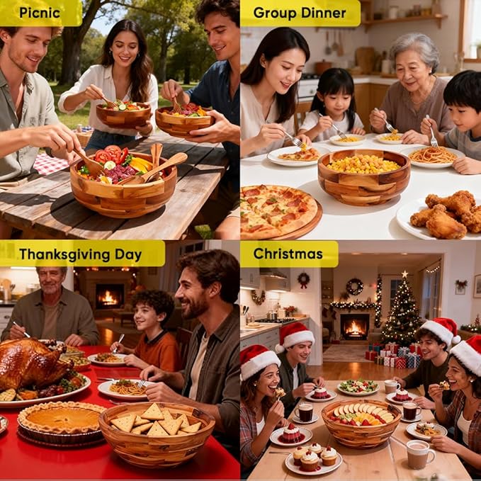 Acacia Wooden Salad Bowl 03