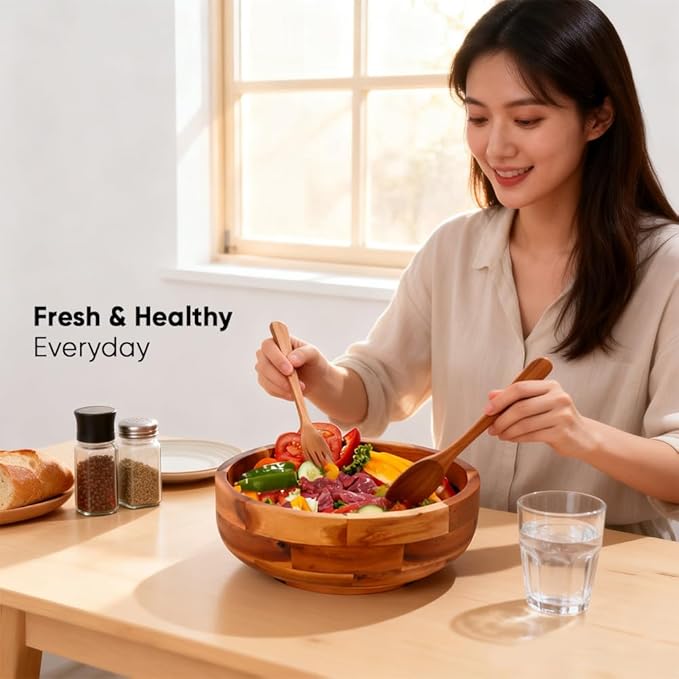 Acacia Wooden Salad Bowl 05
