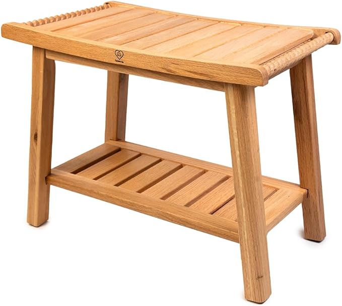 Shower Bench With Shelf & Handles 01