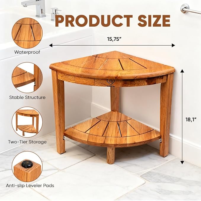 Shower Bench With Shelf & Handles 10